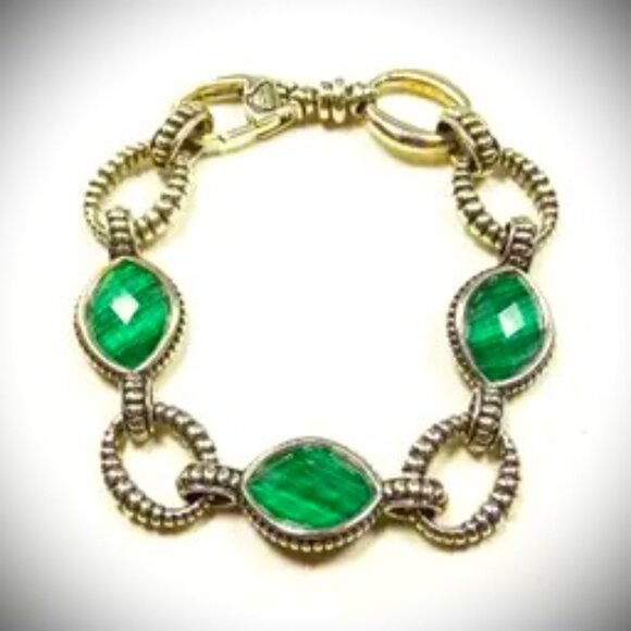 LAGOS Venus Sterling Silver Malachite Faceted Doublet Statioins Bracelet - Picture 8 of 8